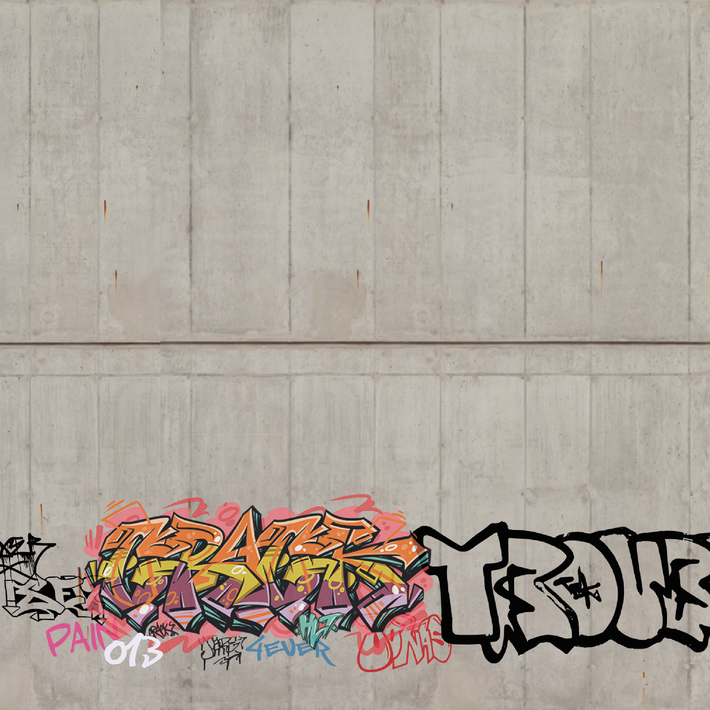 Modeltex : Retaining Wall Concrete 01 - Graffiti
