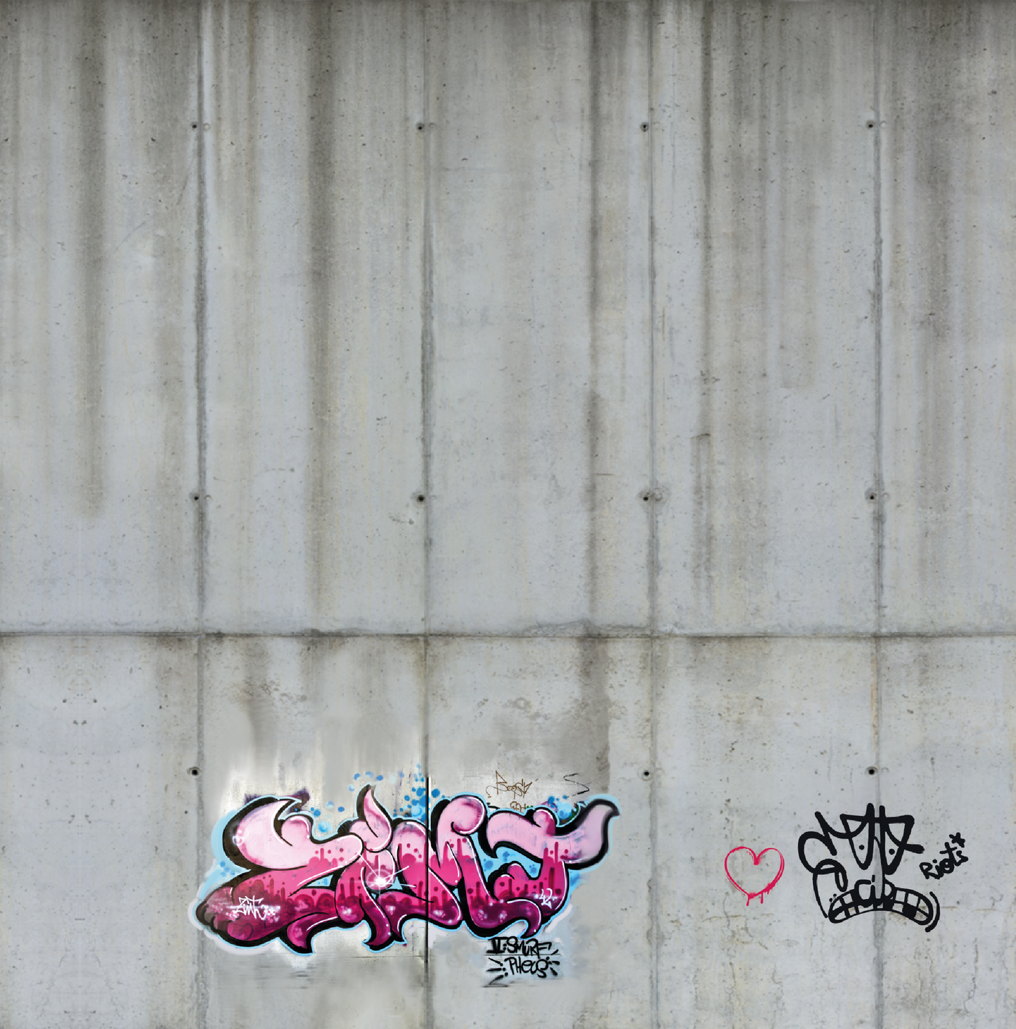 Modeltex : Retaining Wall Concrete 02 Wheatered with graffiti